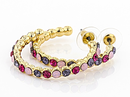 Off Park ® Collection, Round Multi-Color Crystal Gold Tone Hoop Earrings