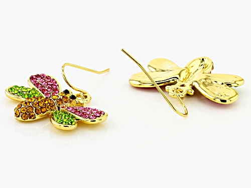 Off Park ® Collection, Multi-color Crystal Gold Tone Bee Earrings