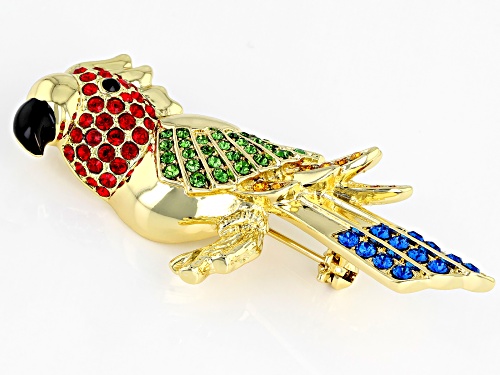 Off Park ® Collection,  Multi-color Crystal Shiny Gold Tone Bird Brooch