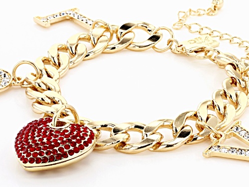 Off Park ® Collection, Gold Tone White & Red Crystal 