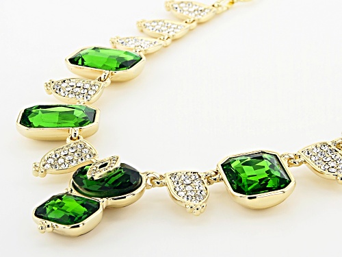 Off Park ® Collection, Gold Tone Green Crystal with White Crystal Statement Necklace
