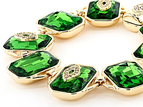 Off Park ® Collection, Gold Tone Green Emerald Colored Crystal & White Crystal Bracelet