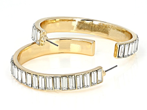 Off Park ® Collection, Gold Tone White Crystal Hoop Earrings