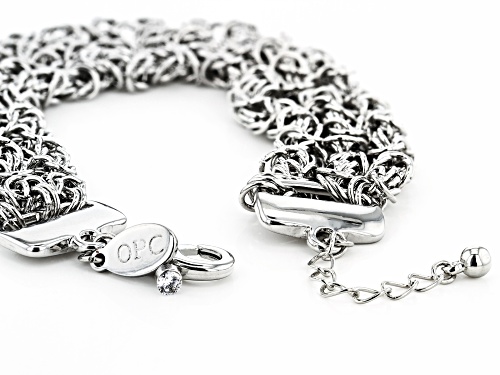 Off Park ® Collection, White Crystal, Silver Tone Byzantine Three Row Convertible Bracelet