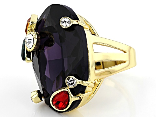Off Park ® Collection, Gold Tone Purple Crystal Statement Ring - Size 7