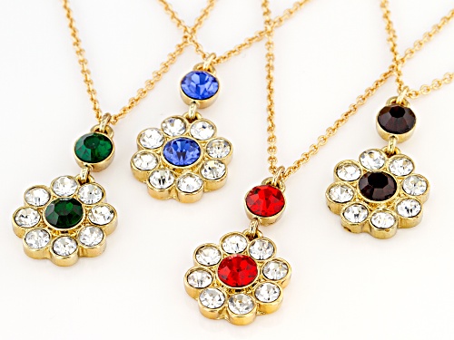 Off Park Collection™ Multi-Color Crystal Gold Tone Floral Necklace set of 4
