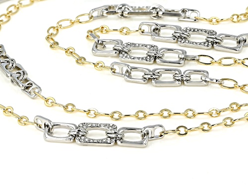 Off Park Collection™, Two Tone Pave White Crystal Chain Link Design Necklace