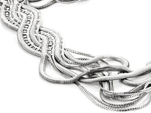 Off Park ® Collection White Crystal Silver Tone Braided Necklace