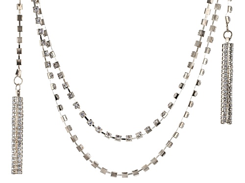 Off Park ® Collection White Crystal Silver Tone Convertible Necklace
