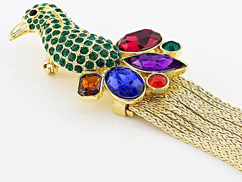 Off Park ® Collection Multicolor Crystal Gold Tone Bird Brooch