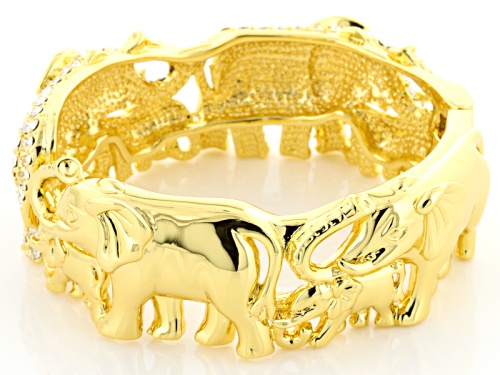 Off Park ® Collection White And Green Crystal Gold Tone Elephant Bracelet
