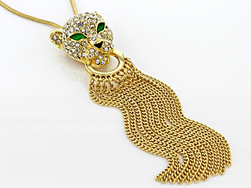 Off Park ® Collection White Crystal Gold Tone Sliding Adjustable Jaguar Necklace