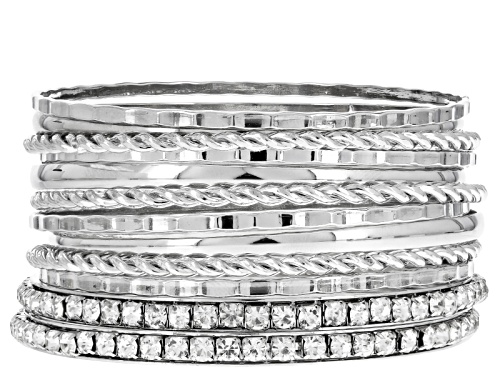 Off Park ® Collection White Crystal Silver Tone Bangle Set Of 12