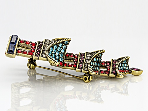 Off Park ® Collection Multicolor Crystal Antiqued Gold Tone Japanese Pagoda Brooch