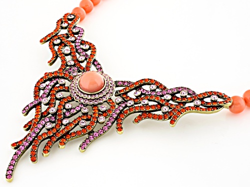 Off Park ® Collection Multicolor Crystal Imitation Coral Antiqued Gold Tone Statement Necklace