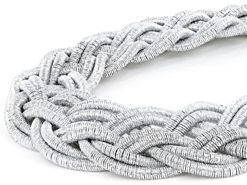 Off Park ® Collection White Crystal Silver Tone Braided Statement Necklace