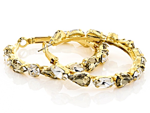 Off Park ® Collection White And Champagne Crystal Gold Tone Hoop Earrings