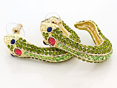 Off Park ® Collection Multicolor Crystal Gold Tone Snake Earrings