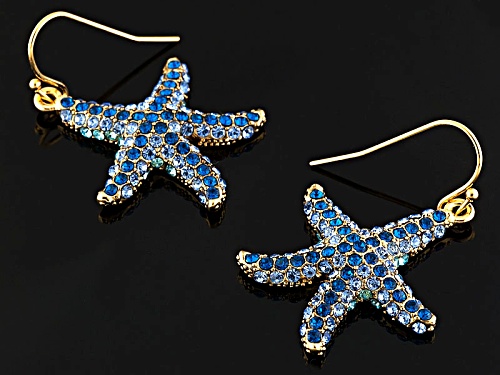 Off Park ® Collection Blue Crystal Gold Tone Starfish Earrings