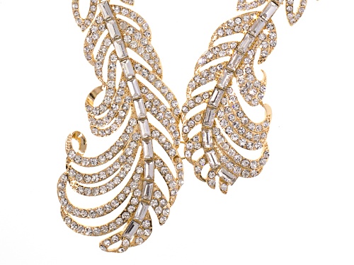 Off Park ® Collection Gold Tone White Crystal Feather Necklace
