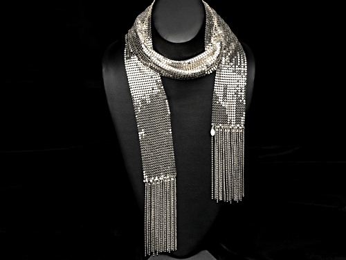 Off Park ® Collection Silver Tone Mesh Shawl Necklace - Size 60