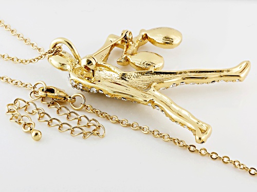 Off Park ® Collection Gold Tone White Crystal Libra Pin Pendant With Chain