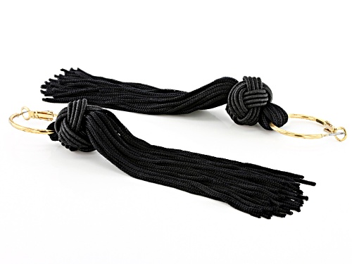 Off Park® Collection Black Fabric Gold Tone Knotted Tassel Earrings
