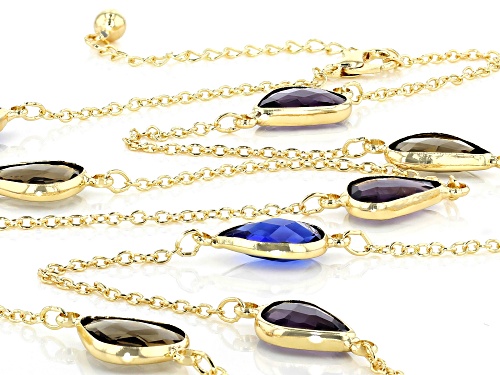 Off Park® Collection 14x10mm Pear Shape Various Color Crystal Gold Tone Station Necklace