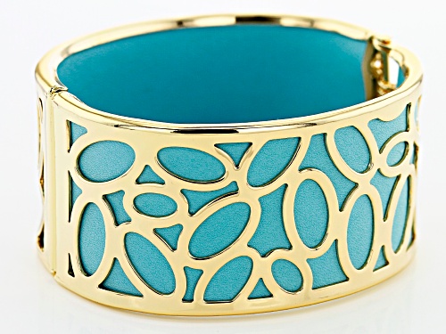 Off Park® Collection Baby Blue Imitation Leather And Gold Tone Overlay Bangle Bracelet