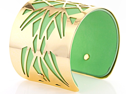 Off Park® Collection Green Imitation Leather And Gold Tone Overlay Cuff Bracelet