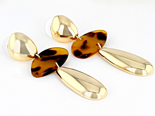 Off Park® Collection Tortoise Shell Pattern Resin Gold Tone Drop Earrings