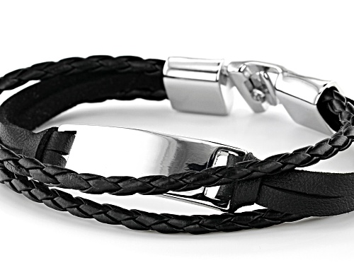 Off Park® Collection Leather And Silver Tone Multi-Row Mens Bracelet