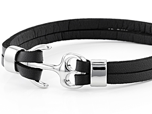 Off Park® Collection  Silver Tone And Leather Mens Bracelet
