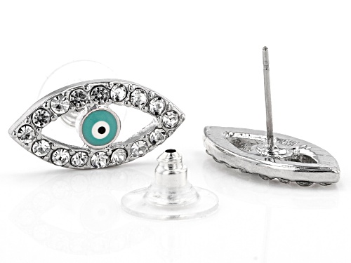 Off Park® Collection White Crystal Evil Eye Silver Tone Stud Earrings