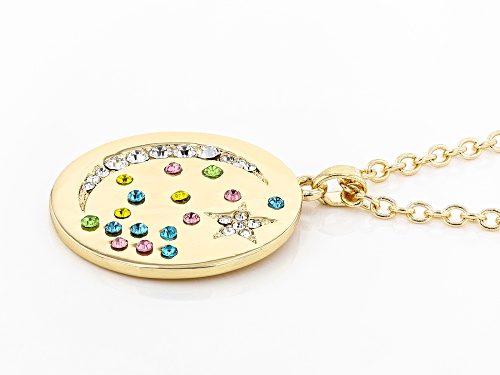 Mutli Color Crystal Gold tone Moon Necklace
