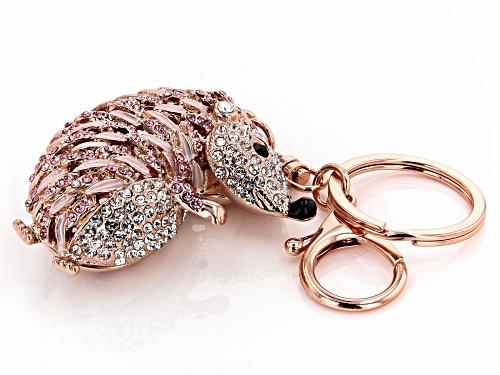 Off Park® Collection, Rose Tone with Pink, White, and Black Crystal Hedgehog Key Chain