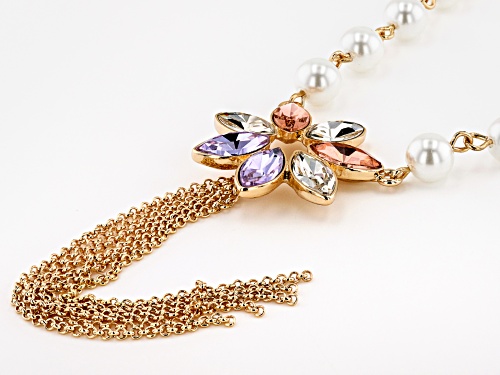 Off Park ® Collection, Multi Color Crystal Gold Tone Floral Necklace