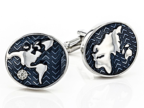 Off Park ® Collection, Silver Tone Map Men's Cufflinks
