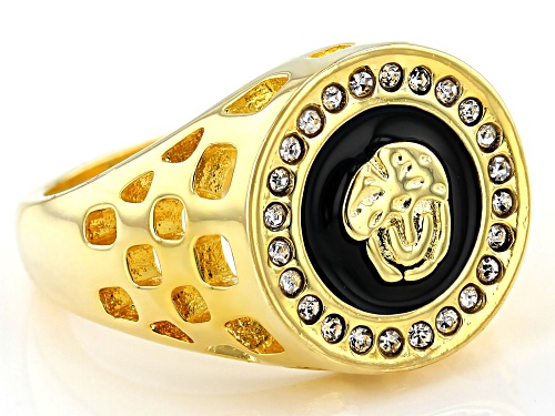Off Park ® Collection, Gold Tone White Crystal Men's Ring - Size 7