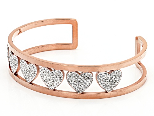 Off Park ® Collection, White Crystal Rose Tone Heart Cuff Bracelet