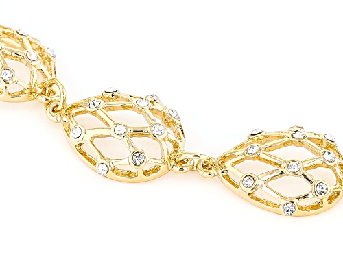 Off Park® Collection, White Crystal Gold Tone Open Design Station Bracelet - Size 7.5