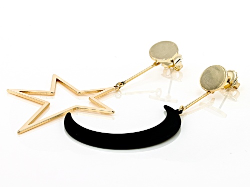 Off Park® Collection, Gold And Black Tone Moon And Star Mismatched Drop Earrings