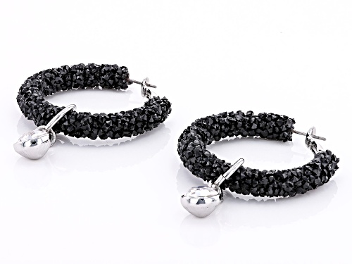 Off Park® Collection, Black & White Resin Silver Tone Hoop Earrings