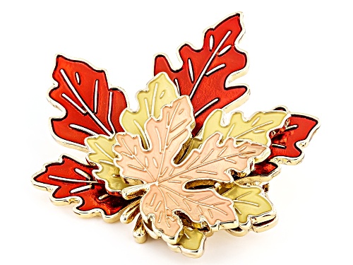 Off Park® Collection, Multi-Color Enamel Gold Tone Fall Leaf Brooch