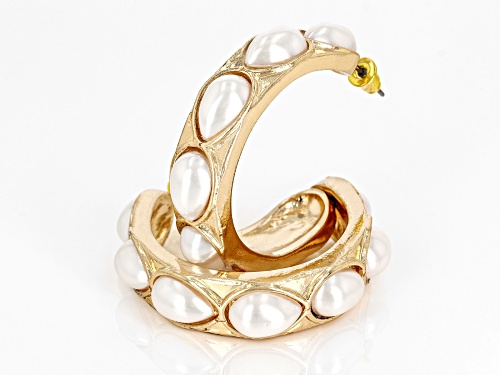 Off Park® Collection, Pearl Simulant Gold Tone Hoop Earrings