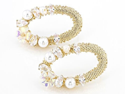 Off Park® Collection Cubic Zirconia, Resin, Imitation Pearl Gold Tone Drop Earrings