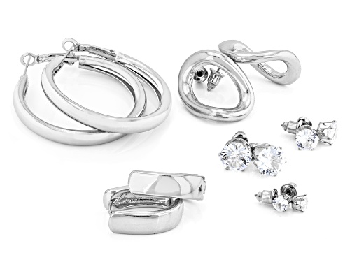 Off Park® Collection White Cubic Zirconia Silver Tone Set of 6 Earrings