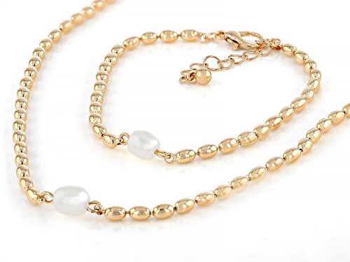 Off Park® Collection Imitation Pearl Gold Tone Necklace and Bracelet Set