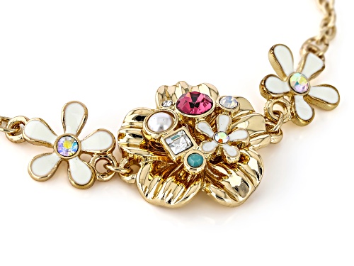 Off Park® Collection, Multi-Color Crystal & Acrylic Gold Tone Flower Bracelet