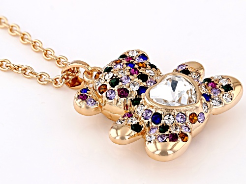 Off Park® Collection, Multi-Color Crystal Gold Tone Teddy Bear Pendant With Chain